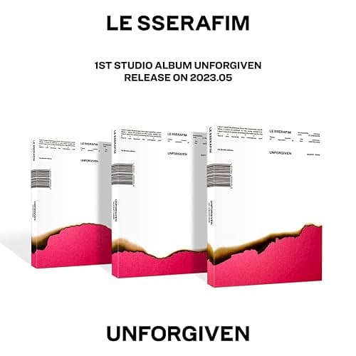 LE SSERAFIM - 1st Studio Album [UNFORGIVEN] (DUSTY AMBER Ver.) Outer Box + Booklet + CD + Photocard + Postcard + Heat Detecting Postcard + Sticker + Folding Poster + 2 Pin Badges + 4 Extra Photocards thumbnail 2