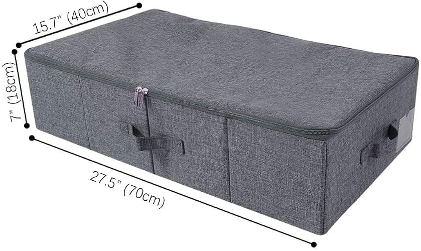 iwill CREATE PRO Pack of 2, Underbed Storage Bins for Clothing Duvet Blanket Shoes Storage Cube Boxes for Wardrobe, Closet, Black Gray thumbnail 3