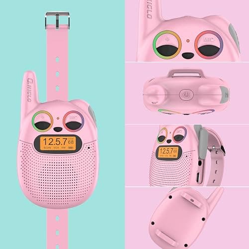 Walkie Talkies for Kids Rechargeable, Toys for 3+ Years Old Kids Walkie Talkies Rechargeable, Up to 2 Mile 2 Way Radio Birthday Toys for Girls And Boys, Pink thumbnail 4
