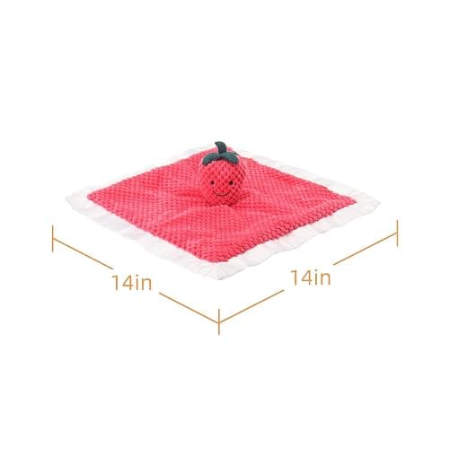 Apricot Lamb Stuffed Fruit Strawberry Security Blanket Infant Nursery Character Blanket Luxury Snuggler Plush Baby Lovey(Strawberry) thumbnail 3