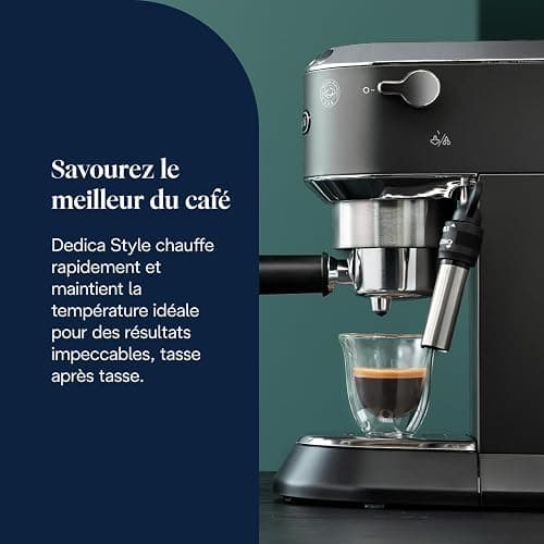 De’Longhi Dedica Style - Perfetto Machine à Expresso Compacte, Mousseur de Lait Manuel pour Expresso et Cappuccino, Compatible Dosettes ESE, Panneau de Commande à Boutons, Largeur 15cm, Noir(EC685.BK) thumbnail 4