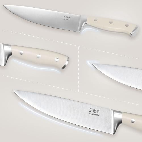 WANGMAZI Premium Knife Set,High Carbon Stainless Steel Forged,Sharp Knives Set for Kitchen,Triple-rivet Ergonomic Handle,Hundreds of Years of Masterful Craftsmanship(Ivory,15PCS) thumbnail 4