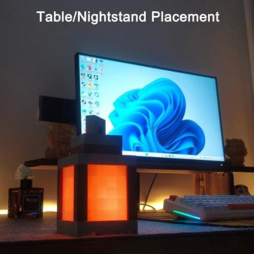 Pixelated Lantern Night Light, 2026 Xmas Gift LED 16 Colors Change Hanging Lantern Lamp from Minecraft - Rechargeable Wall Tabletop Night Lights for Gamer Boys Girls Man Bedroom Game Room Wall Decor thumbnail 3