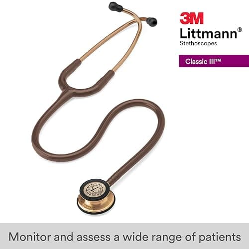 3M Littmann Classic III Monitoring Stethoscope, 5809, More Than 2X as Loud, Weighs Less, Stainless Steel Copper-Finish Chestpiece, 27" Chocolate Tube, Copper Stem and Headset thumbnail 2