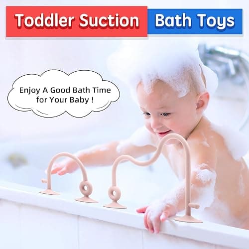 Baby Sensory High Chair Suction Toys for Infant Toddlers 12 18 Months, Food Grade Silicone String with Oak Loop Montessori Educational Parent-Child Baby Bath Toy Gift for Birthday or Easter (Pink) thumbnail 6