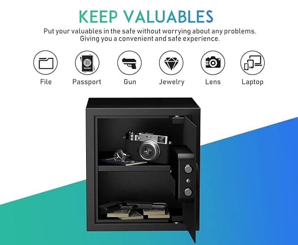 RPNB Deluxe Safe and Lock Box,Digital Keypad Safe Box,Steel Alloy Small Safes, Keypad Lock,Perfect for Home Office Hotel Business Jewelry Cash Use Storage,1.2 Cubic Feet thumbnail 5