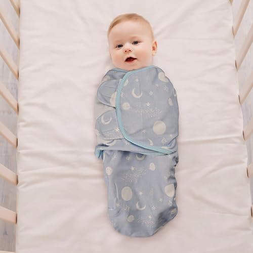 GLLQUEN BABY Baby Swaddle Wraps for 0-3 Months Newborn,Oeko-tex100,100% Breathable Organic Cotton Fabric Swadding Blankets,3 Pack(Astronaut) thumbnail 5