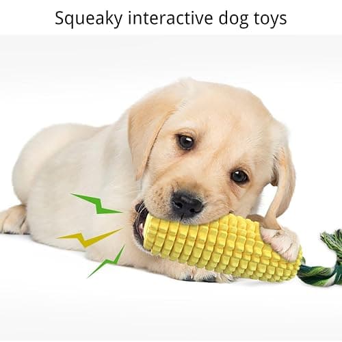 Mloowa Dog Chew Toys for Aggressive Chewers,Corn Interactive Squeaky Dog Toys for Puppy Medium Breed,Tough Rubber Dental Chew Dog Toys thumbnail 6