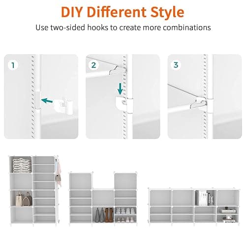 AWTATOS Closet Organizer 8 Cube Storage Shelves Closet Clothes Organizers and Storage Stackable Cubby Shelving for Closet Bedroom Living Room Office White thumbnail 7