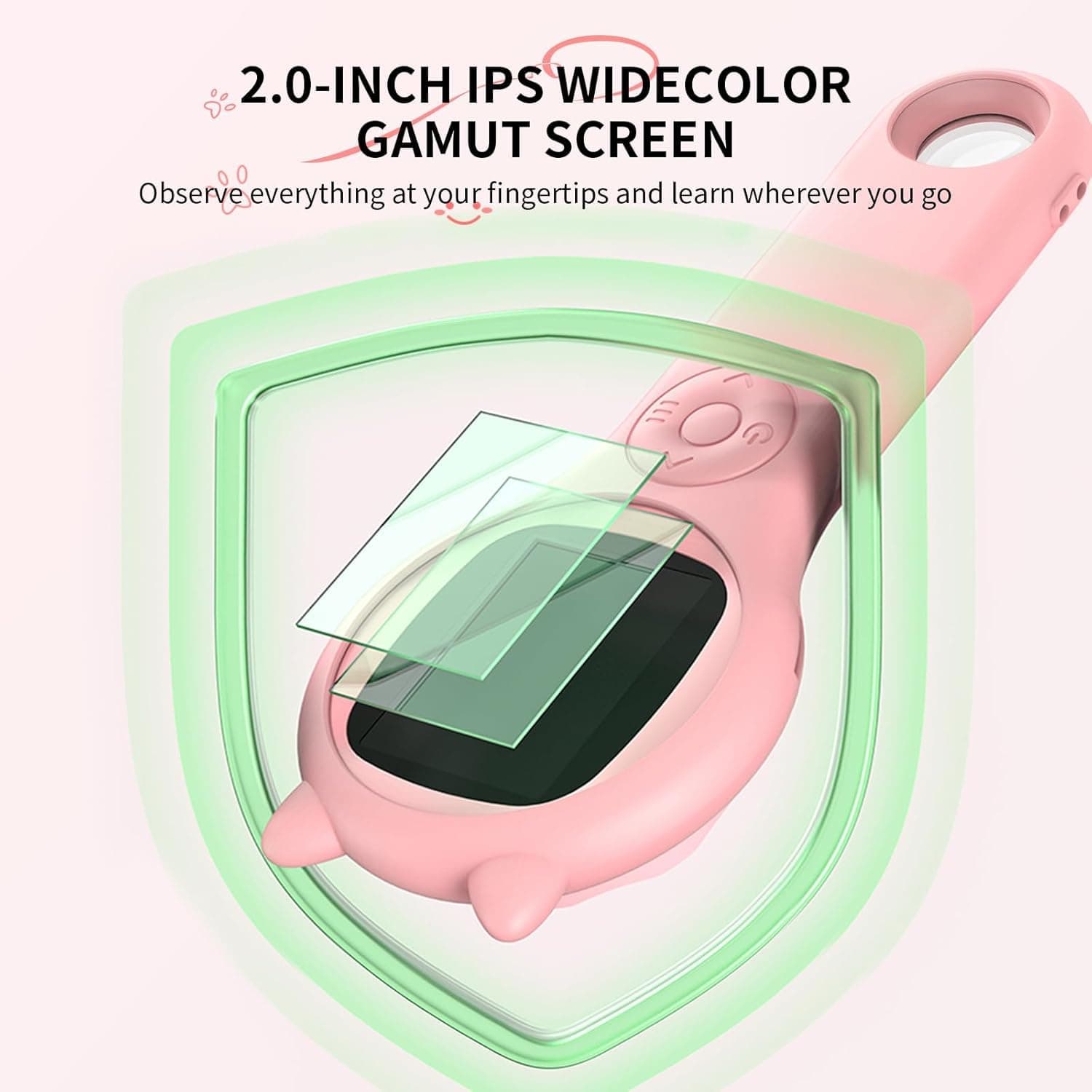 Handheld Microscope for Kids, Lightweight Digital Microscopes for Kids,500X Handheld, 3 Levels Adjustable LED Lights,Educational Hand Held Microscope for Children Students (Pink) thumbnail 7