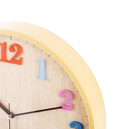 Topkey 12" Wooden Look Wall Clock Silent Non-Ticking 3D Numbers Colorful Decorative Round Clock for Living Room, Bedroom and Office Battery Not Included - Light Brown - 3d Color Numbers thumbnail 5