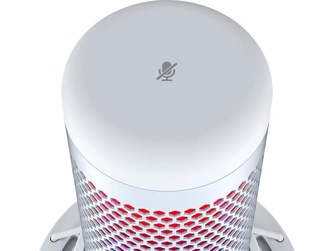 HyperX QuadCast S – RGB USB Condenser Microphone for PC, PS5, Mac, Anti-Vibration Shock Mount, 4 Polar Patterns, Pop Filter, Gain Control, Gaming, Streaming, Podcasts, Twitch, YouTube, Discord – White - White - QuadCast S White - Microphone thumbnail 2