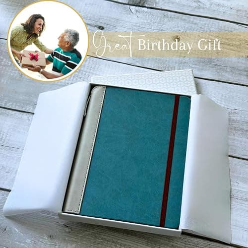 SETTINI® Lined Journal - Sleek Teal Journal for Writing Gift Set - Hardcover Vegan Leather, Includes Luxury Pen in a Unique Pen Holder, 192 Pages, 6 x 8.5 inches, Christmas Gifts thumbnail 3