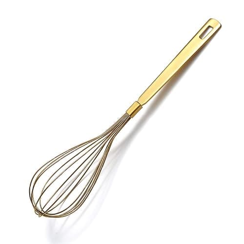 Gold Whisk, Berglander Whisk For Cooking With Titanium Gold Plating, Stainless Steel Balloon Whisk, Sturdy Kitchen Wire Whisk Set for Cooking, Baking, Blending, Beating, Dishwasher Safe, Easy to Clean - Image 1