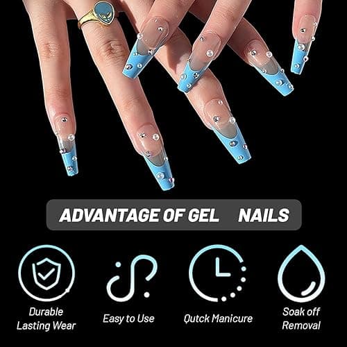 LuckForever 600pc Long Coffin Gel Nail Tips Clear Fake Nail Long Soft Gel Nail Tips Full Cover False Nail Medium Ballerina Gel for Acrylic Nails Extension Press on Nail Making - Long Coffin thumbnail 3