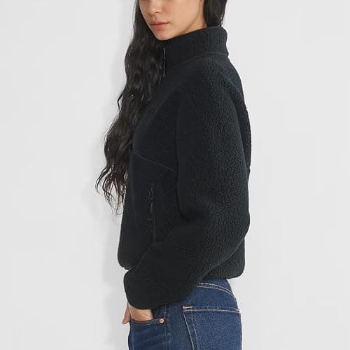 Yioaga Womens Fleece Half Zip Pullover Fuzzy Sherpa Jacket with Pockets | Soft Fuzzy Sherpa Fleece, Half‑Zip Mockneck, Cropped Long Sleeve, Drop Shoulder, Side Zip Pockets, Casual Warm Women Pullover thumbnail 4