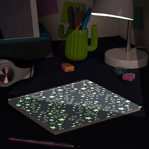 Five Star Spiral Notebook + Study App, 1 Subject, Wide Ruled, 8" x 10-1/2", 80 Sheets, Fights Ink Bleed, Water Resistant Cover, Black Stars Glow in the Dark (930020F) thumbnail 8