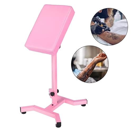 HUOXOU Pink Tattoo Arm Rest, Arm Rest Tattoo, Arm Rest for tattooing, Tattoo Arm Rest Stand, Tattoo Armrest, Four-corner base Stability Strongly, Adjustable Height, Thicken Soft Sponge Pad thumbnail 2