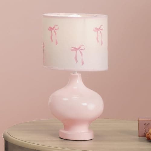 Lambs & Ivy Coquette Floral Aesthetic Pink Bows Lamp with Shade thumbnail 4