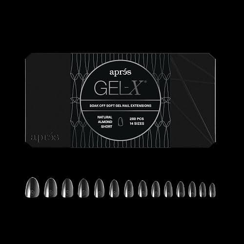 Aprés Gel-X® Almond Box of Nail Tips | 280 Gel-X Tips, Soft Tips, 14 Sizes 00-9 | Half-sizes Included (Natural Almond Short, 280 Count) - Image 1
