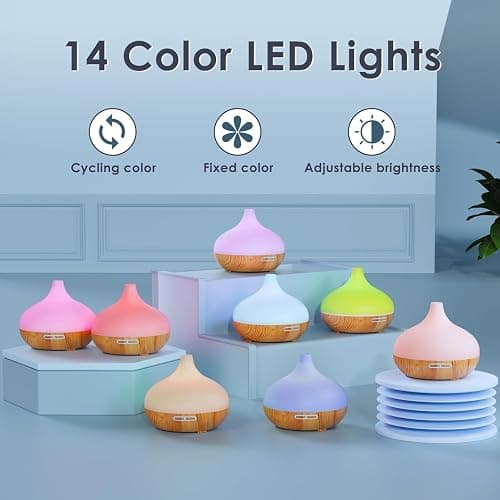 Aroma Diffuser Set for Essential Oils 500 ml Remote Control, 14 LED Colours & 4 Timer Settings - Ideal for Relaxation, Wellness & Aromatherapy thumbnail 10