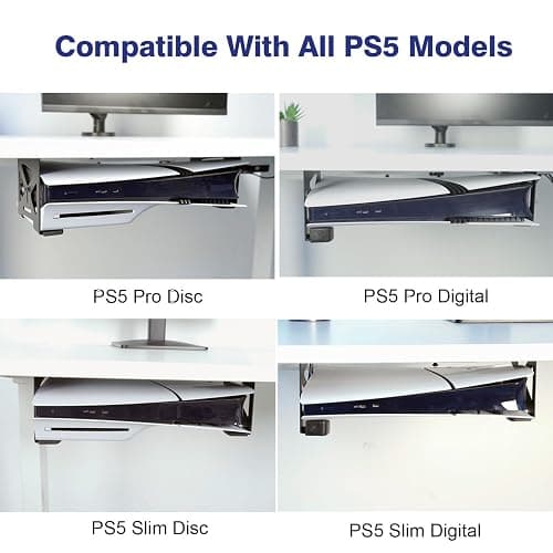 Monzlteck Under Desk Holder for PS5/PS5 Slim/Pro,Stealth Mount Compaitble with PlayStation 5 Disc & Digital Edition Console,Space Saving,DP-05 thumbnail 4