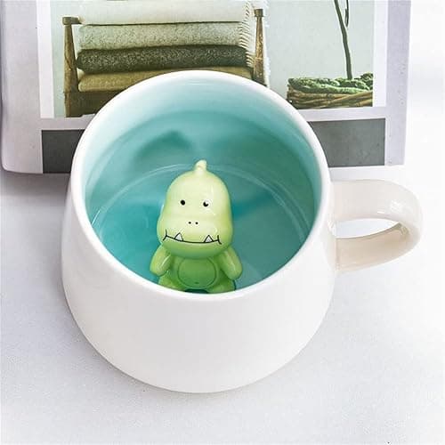 Lemon Park Surprise 3D Coffee Mug Animal Inside 12 oz with Dinosaur,Cute Cartoon Handmade Ceramics Cup,Christmas Birthday Surprise for Friends Family or Kids (Dinosaur) - Image 1