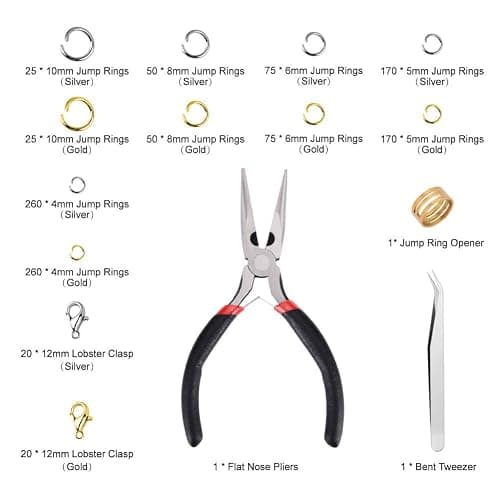Paxcoo 1200Pcs Open Jump Rings and Lobster Clasps Jewelry Findings Kit with Pliers for Jewelry Making (Silver and Gold) thumbnail 4
