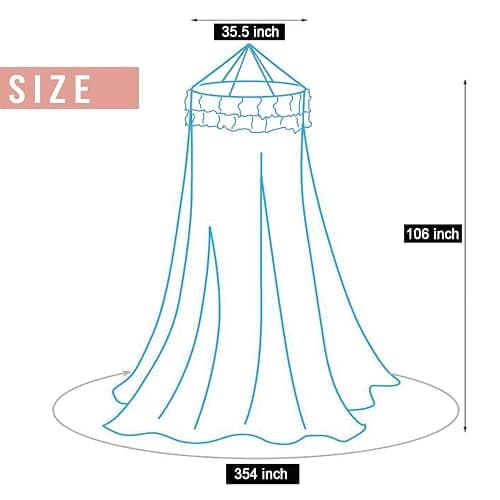 Kertnic Mosquito Net Bed Canopy for Girls, Princess Canopy Bed Curtain Fine Sheer Mesh Dome Bed Canopies, Kids & Adults Lace Tent for Twin Full Queen King Bed (Pink) - Pink thumbnail 7