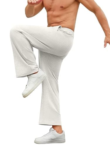 Hardaddy Men's Lightweight Sweatpants Baggy Straight Open Bottom Wide Leg Drawstring Lounge Athletic Pants with Pockets thumbnail 3