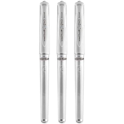 Uni-Ball UM 153 Signo Broad Point Gel Pen - White - Pack of 3 - Image 1