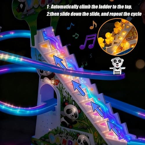 RCOOS Duck Climbing Toy Set Electric Light Slide Climbing Toys for Automatic Stairs,Playful Santa Race Game Christmas Roller Climbing Toys with LED Light and Music for Toddlers Boys Girls thumbnail 5