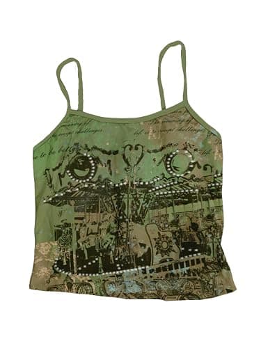 SweatyRocks Women's Vintage Graphic Cami Top Round Neck Camisole Casual Summer Crop Tops - Image 1