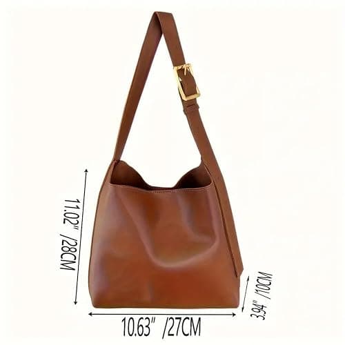 Women's Solid Color Tote Bag Two-Piece Set, Fashionable Bucket Large Capacity Casual Two-Piece Shoulder Messenger Bag thumbnail 3