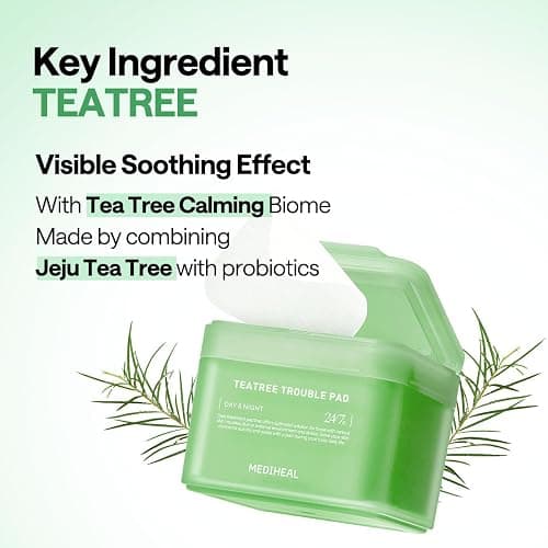 MEDIHEAL Teatree Trouble Pad - Square Cotton Facial Toner Pads with Tea Tree & Lactobacillus - Soothing to Calm Sensitive & Acne Prone Skin- Vegan Face Gauze 100 thumbnail 5