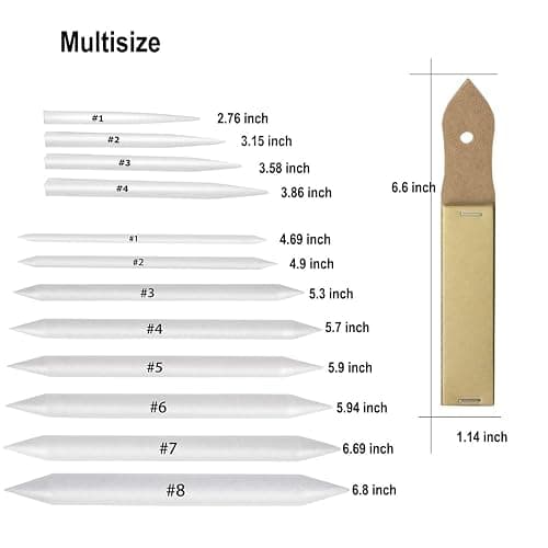 KOOTIKO 33 Pcs Blending Stumps and Tortillions Paper Art Blenders Drawing with Sandpaper Pencil Sharpener Extension Kneaded Eraser Rubbing Sponge for Student Artist Charcoal Sketch Drawing Tool thumbnail 2