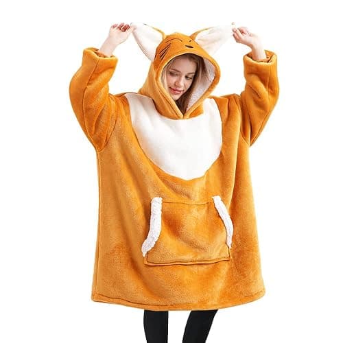 seewavom Sherpa Oversized Fleece Wearable Blanket with Sleeves and Pockets for Adults thumbnail 3