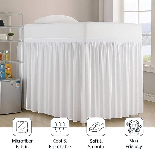Cottingon Dorm Room Bed Skirt, 100% Microfiber, White, Twin XL-36'' Drop thumbnail 2