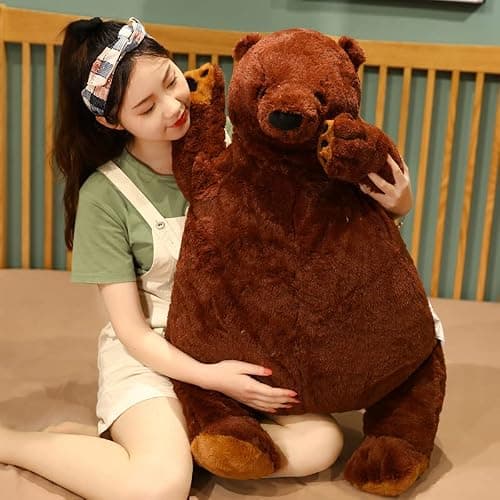 MIAOHAHA 100cm Giant Djungelskog Teddy Bear Dark Brown Plush Toy Bear Big Teddy Bear Stuffed Animal Doll Home Decor Birthday Gift for Girl,Boy (39.3in/100cm) thumbnail 3