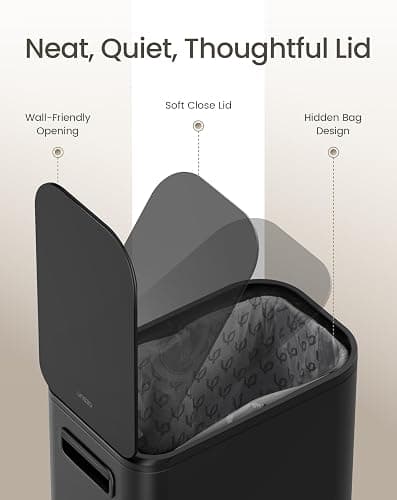 Cesun Small Bathroom Trash Can with Lid Soft Close, Step Pedal, 5 Liter / 1.3 Gallon Stainless Steel Garbage Can with Removable Inner Bucket, Waste Basket for Bathroom, Bedroom (Matte Black) thumbnail 5