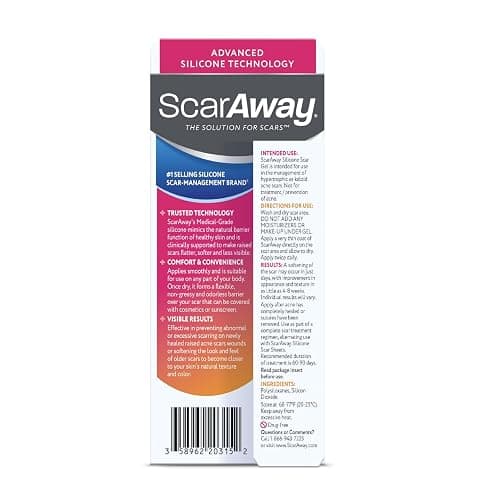 ScarAway Acne Scar Treatment, Clear Silicone Scar Gel, 100% Medical-Grade, Helps Improve Size, Color & Texture of Post-Acne Hypertrophic & Keloid Scars on Face & Body, Water Resistant, 15 grams thumbnail 6