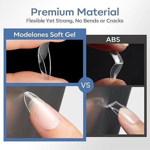 modelones Short Almond Nail Tips, 360pcs Pre-etched Clear Soft Press On Fake Nails Full Cover Half Matte Acrylic Gel Tips Extension for Salon & Home Use 15 Sizes thumbnail 6