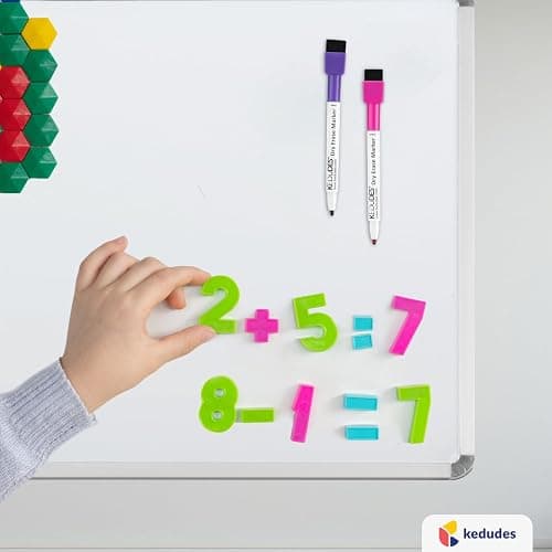 Kedudes Magnetic 8.5’’ x 11’’ Small Dry Erase Whiteboard - Includes 6 Magnetic Dry Erase Markers, Assorted Colors - Small Board for Fridge, Locker, Office, Classroom, Dorm Room thumbnail 8