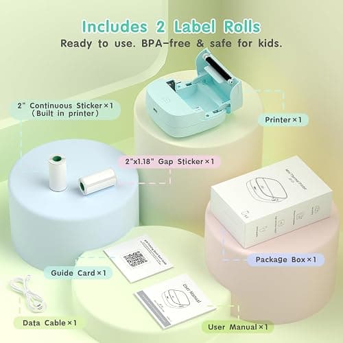 Gloryang JD-23 Sticker Printer, Mini Portable Thermal Printer Print Pod, Inkless Bluetooth Label Maker Machine for DIY Crafts, Journaling, Office & Home Use, Includes 2 Rolls Sticker Paper thumbnail 8