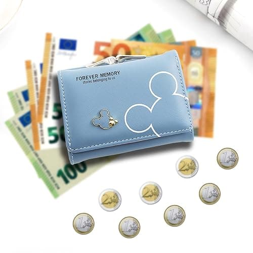 Spldsun Kleines Portemonnaie, Geldbörse Slim mit Münzfach, Geldbörse mit Kartenfächern, Aufbewahren und Schützen von Ausweisen, Kreditkarten, Geld, Fotos (Blau) - Blau thumbnail 2