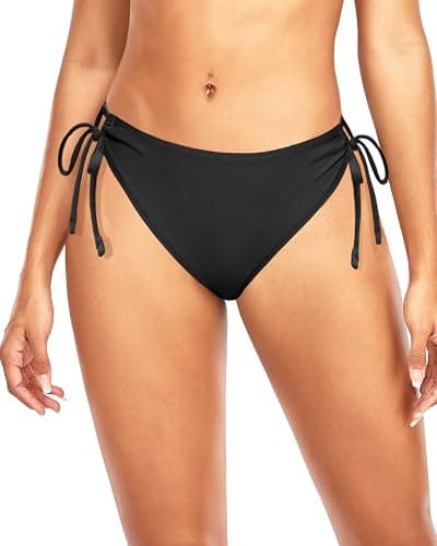 Zmart String Tie Side Bikini Bottoms - Women Full Coverage Swimsuit Bottom Mid Rise Mid Waist Swim Bathing Suit Bottom - Image 1
