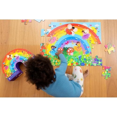 Crocodile Creek 36-Piece Jigsaw Floor Puzzle - Fun Floor Puzzles for Kids Ages 3-5 - Heavy-Duty Shaped Box for Storage - Over The Rainbow - 27" W x 20" H Finished thumbnail 6