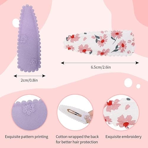 20 Pcs Girl Hair Clips Floral Print Toddler Hair Clips Non Slip Wrapped Snap Hairpins for Kids Barrettes Hair Accessories for Baby Toddler Girls (Light Color) thumbnail 2