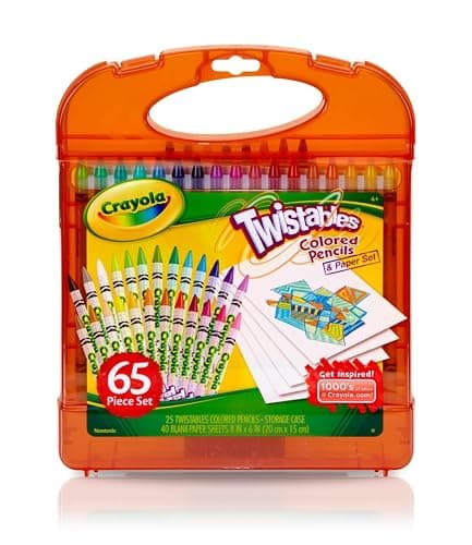 Crayola Twistables Colored Pencils Set 65 pieces (25 pencils + 40 paper sheets), Kids Drawing Kit, Portable Art Case, Kids Colored Pencils, Coloring Supplies, Gifts. - Image 1