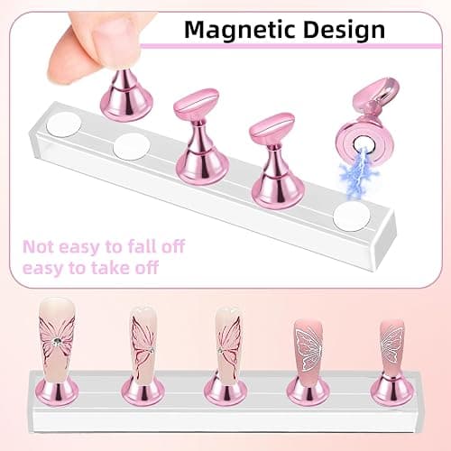 2 Set Nail Stand,Nail Holder Stand with 100 Pcs Double Sided Tape,Press on Nail Stand,Nail Practice Hand,Nail Holder for Painting Nails,for Nail Art Display,Home DIY Beginner Salon Supplies(Pink) thumbnail 6